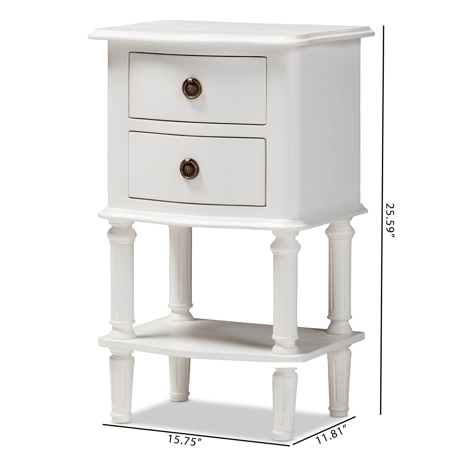 Baxton Studio Audrey Country Cottage 2 Drawer Nightstand