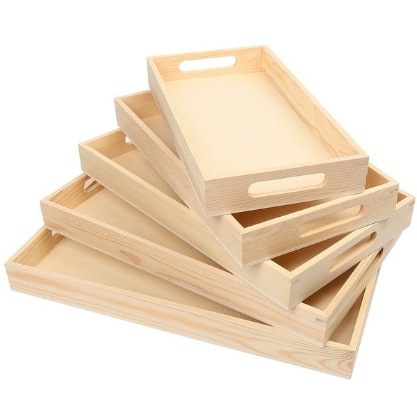 Wooden Nested Serving Trays with Handles