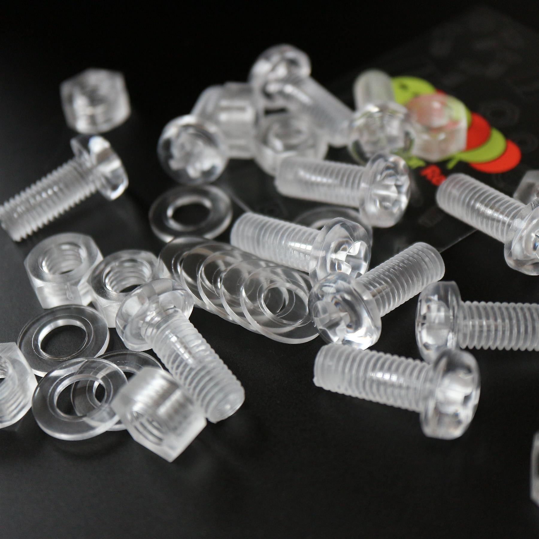 Pack of 10 Transparent Clear Plastic Acrylic M8 x 20mm Nuts and Bolts -Acrylic Plastic Screws， ， Washers