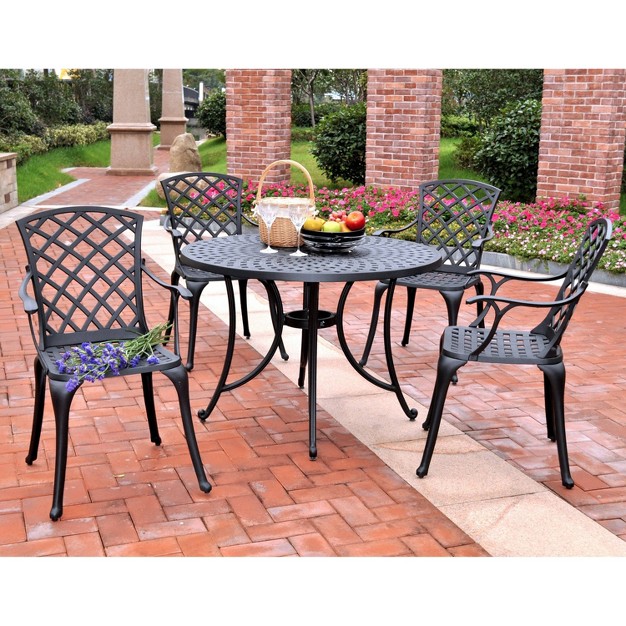 5pc Outdoor Dining Set With Highback Chairs Black Crosley