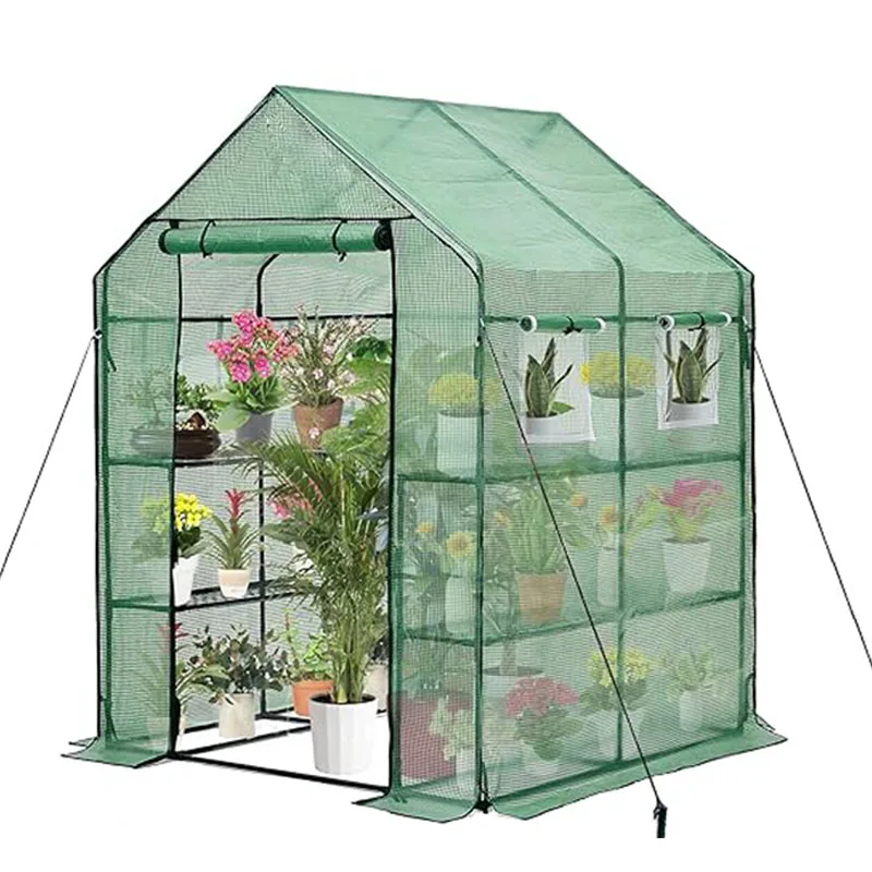 Walk in 57 x 57 x 77 Inch Greenhouse with  3 Tier 8 Shelves Windows  Anchors  Plant Garden HouseInsulation Greenhouse