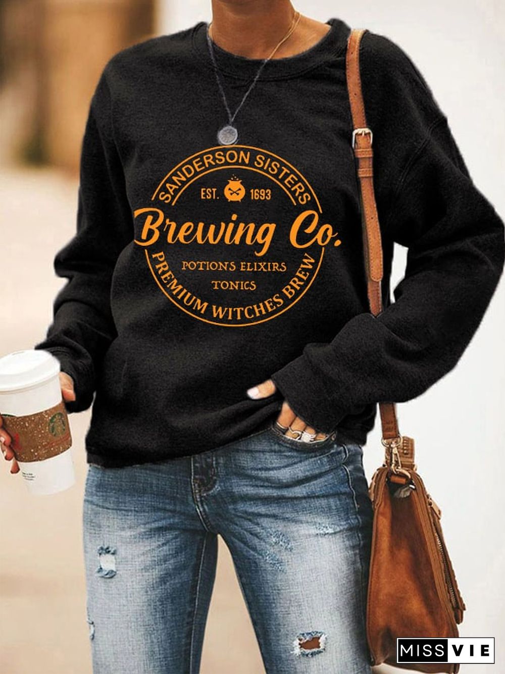 Women's Funny Halloween Sanderson Sisters Brewing Co. Casual Sweatshirt