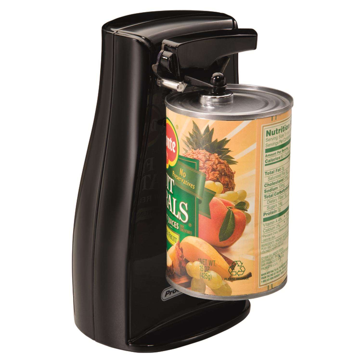 Proctor Silex Power Opener Black 120 V Electric Can Opener Magnetic Lid Holder