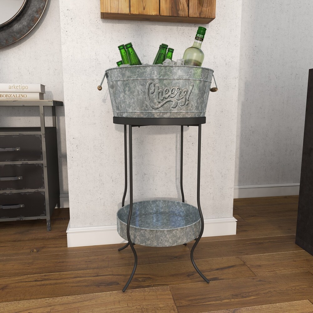 Grey Metal Contemporary Wine Holder 34 x 19 x 19   19 x 19 x 34Round