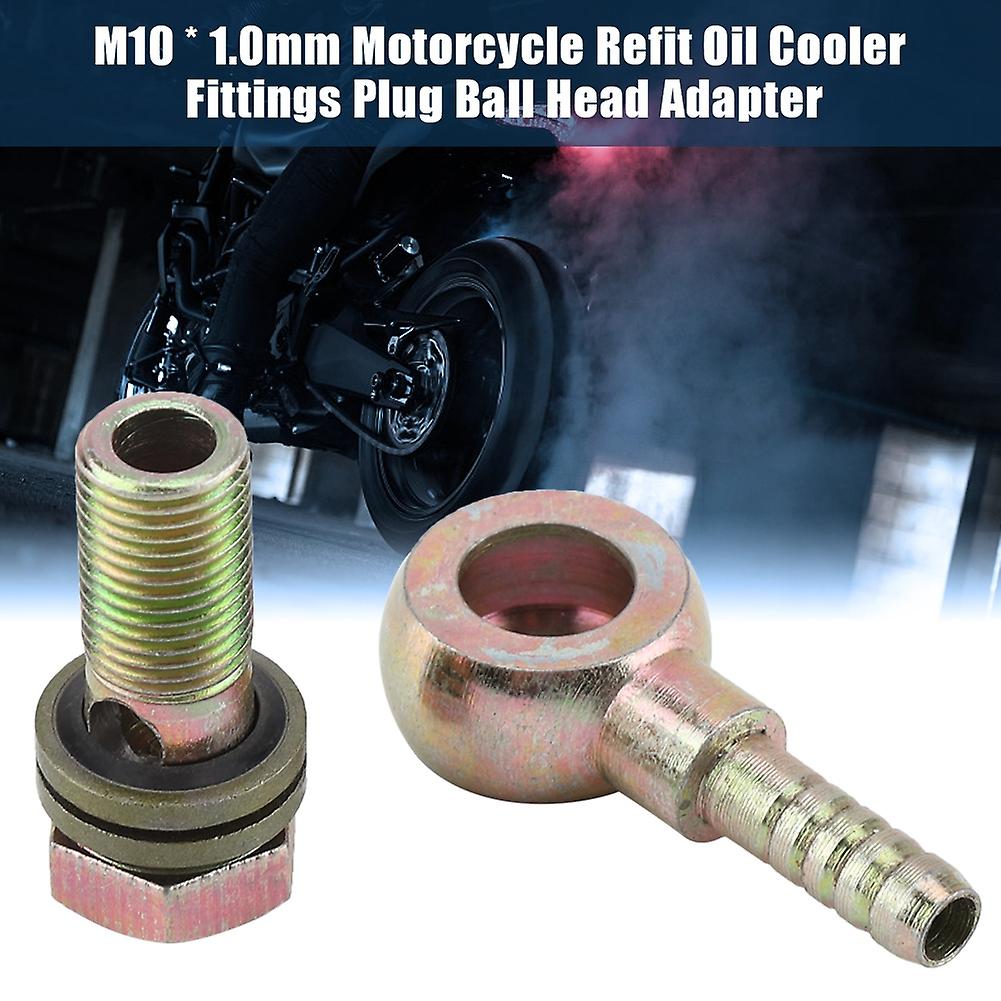 Pair Of M10 * 1.0mm Motorcycle Refit Oil Cooler Fittings Plug M8 Ball Head Adapter