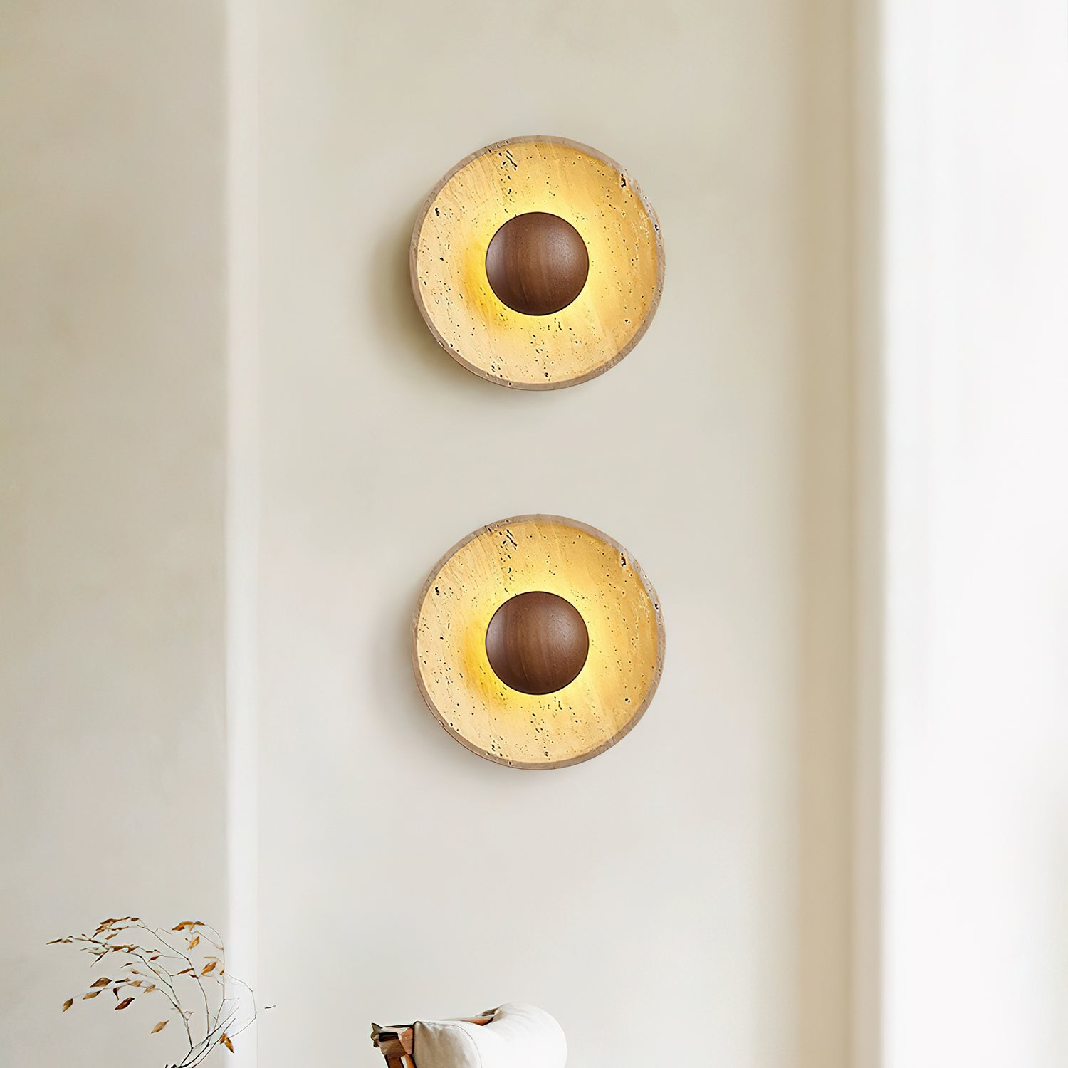 Halo Travertine Wall Light