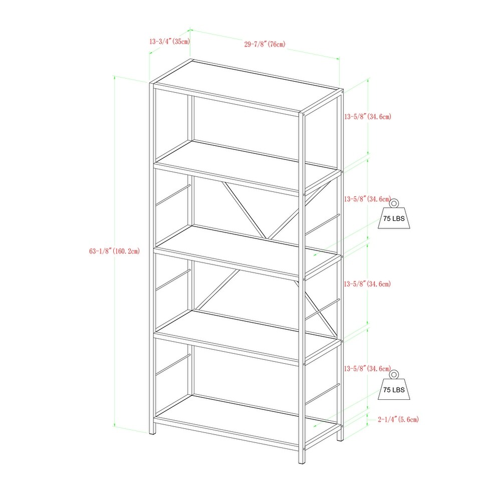 Middlebrook Designs Ora Industrial Rustic Bookshelf