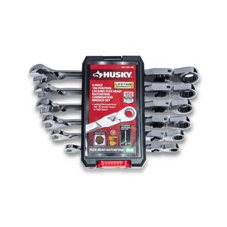 Husky 100-Position Chrome Flex Lock Ratcheting Metric Combination Wrench Set (6-Piece) H100CFLRW6PCMM