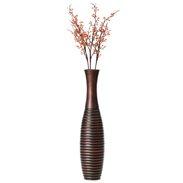 Uniquewise Decorative Conemporary Tall Trumpet Shape Floor Vase Brown