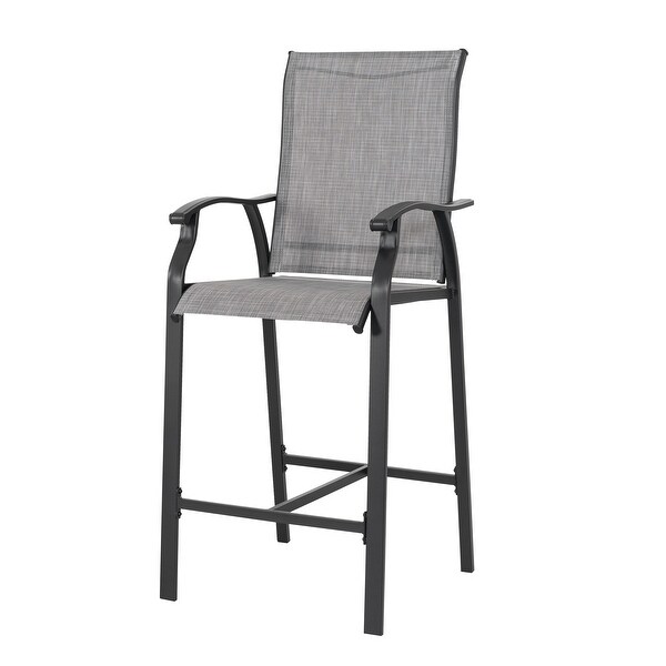 Patio 3Piece Textilene Bar Set with High Backrest，Black and Gray