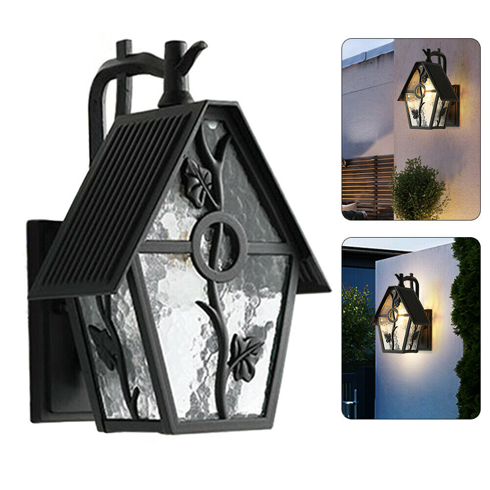 Fichiouy Retro Vintage Rustic Outdoor Wall Light Lantern Wall Mounted Sconce Lamp FIxture