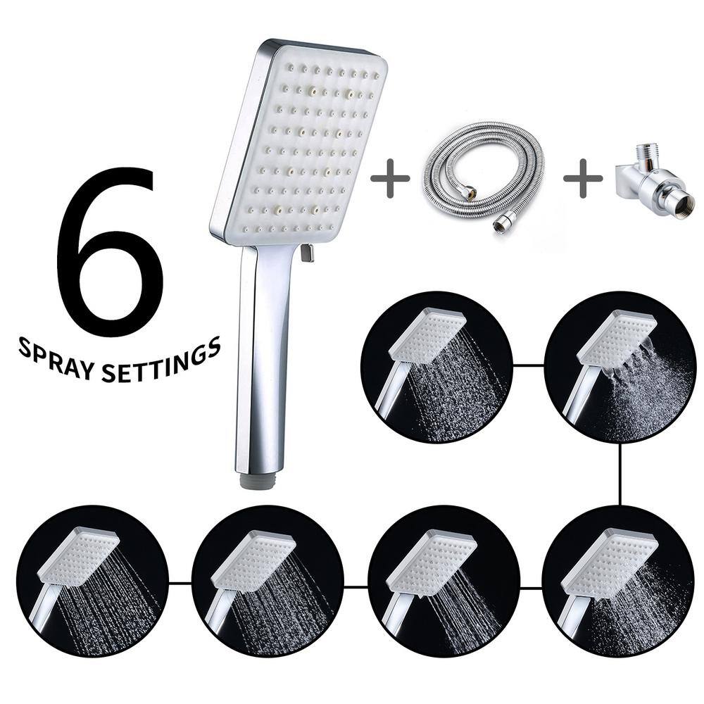 Miscool Chad 6-Spray Patterns with 1.8 GPM 4.52 in. Wall Mount Handheld Shower Head in Chrome FAMSH10CA117CH