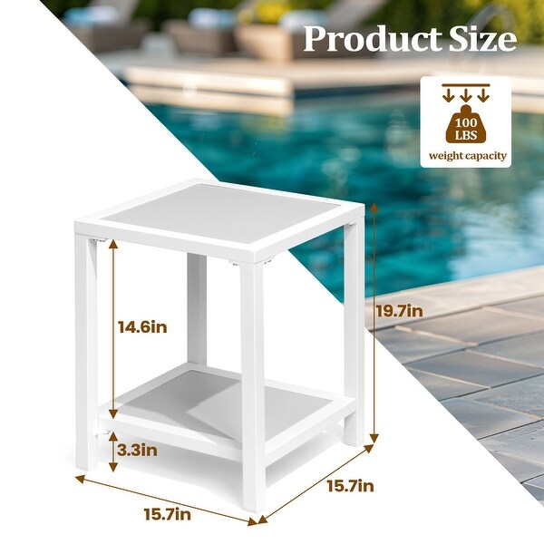 Outdoor Patio 2Tier Small Square Side Table