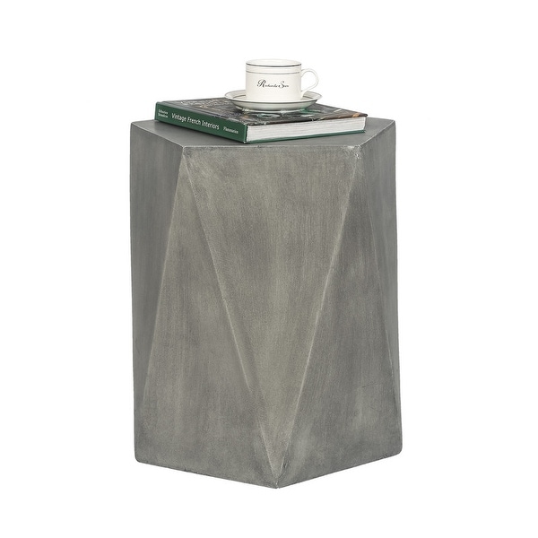 Adeco Modern Concrete End Side Table Indoor Outdoor Hexagon Accent