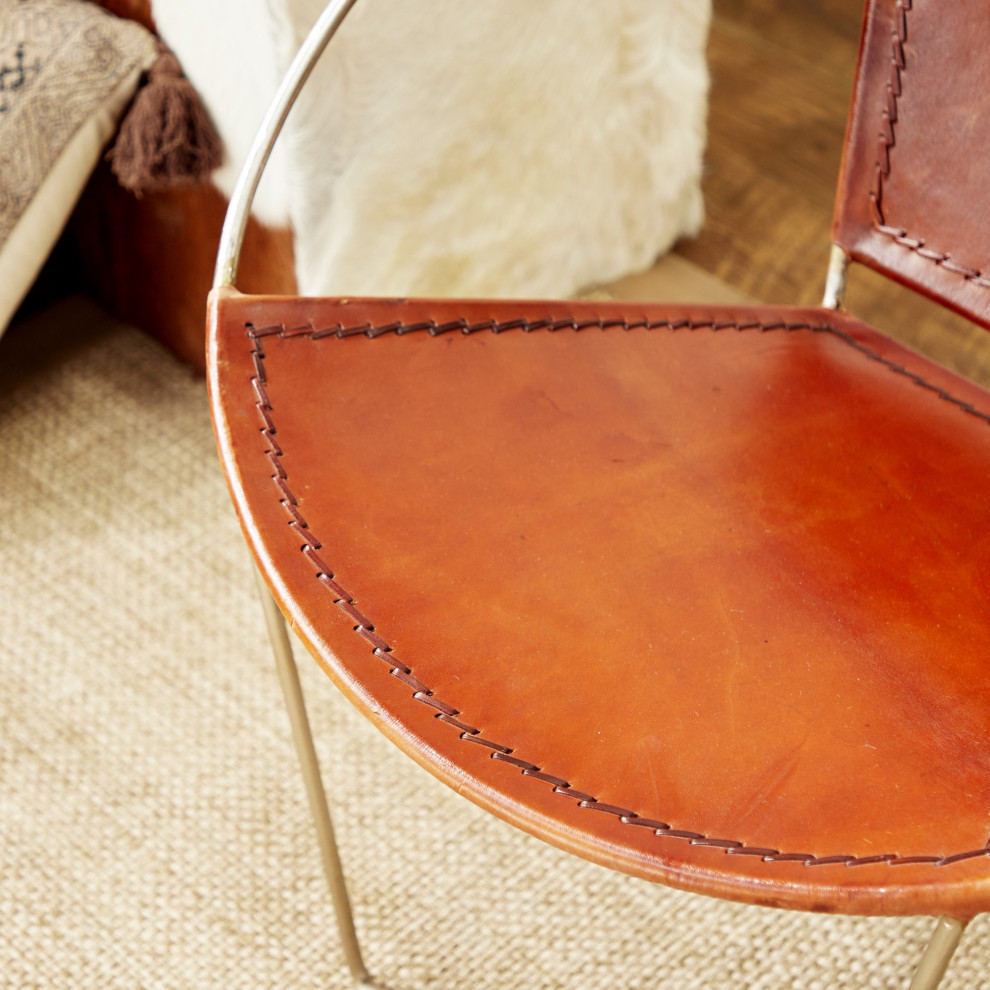 Unique Accent Chair  Open Round Design With Real Goat Leather Seat   Contemporary   Armchairs And Accent Chairs   by Declusia  Houzz