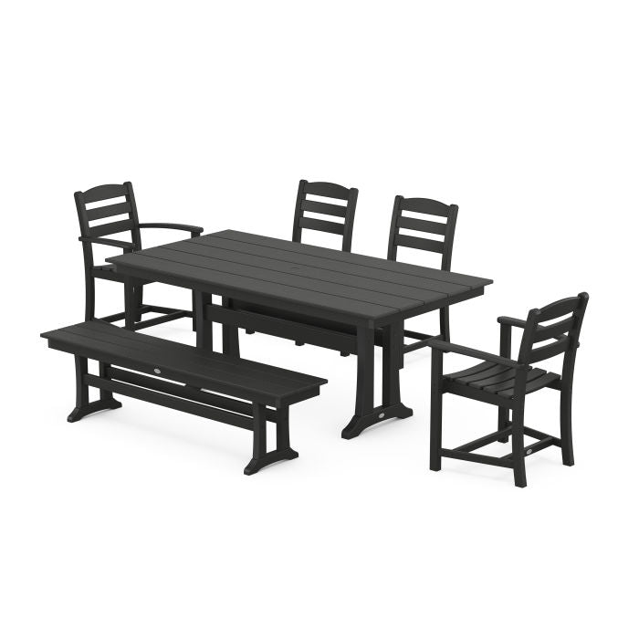 Polywood La Casa Cafe 6-Piece Farmhouse Dining Set With Trestle Legs PWS1005-1