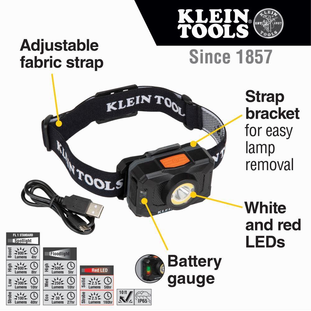 Klein Tools 2 Color LED Headlamp Rechargeable 56414 from Klein Tools