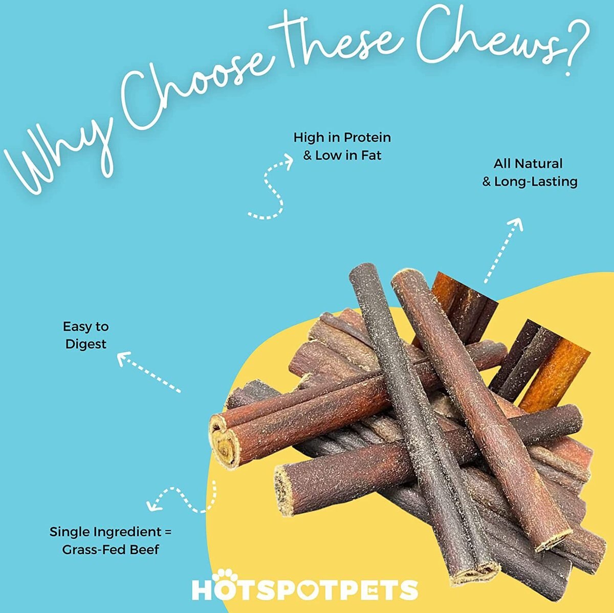 HOTSPOT PETS 6-inch Rawhide Alternative Natural Flavor Beef Collagen Sticks Chews Dog Treats