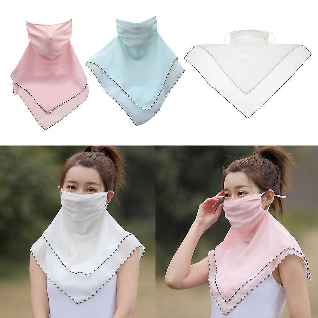 3x Ladies Solid Face Mask Scarves Earloop Neck Gaiter Uv Protection Lightweight