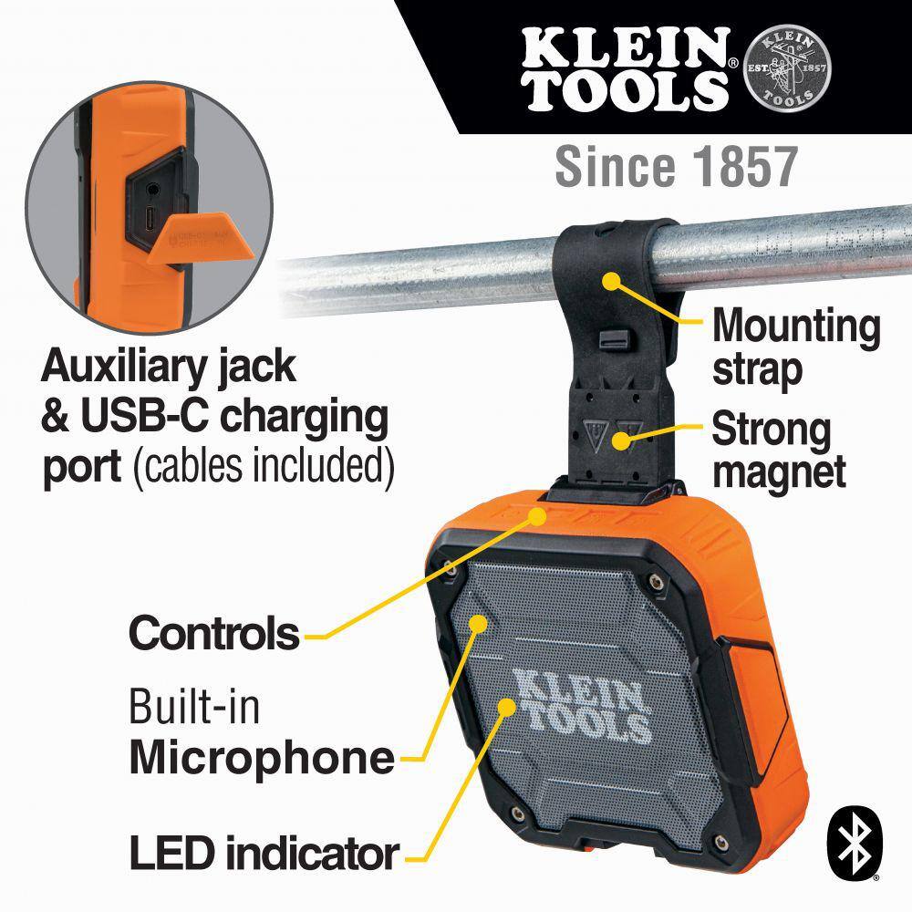 Klein Tools Wireless Jobsite Speaker with Magnetic Strap AEPJS2