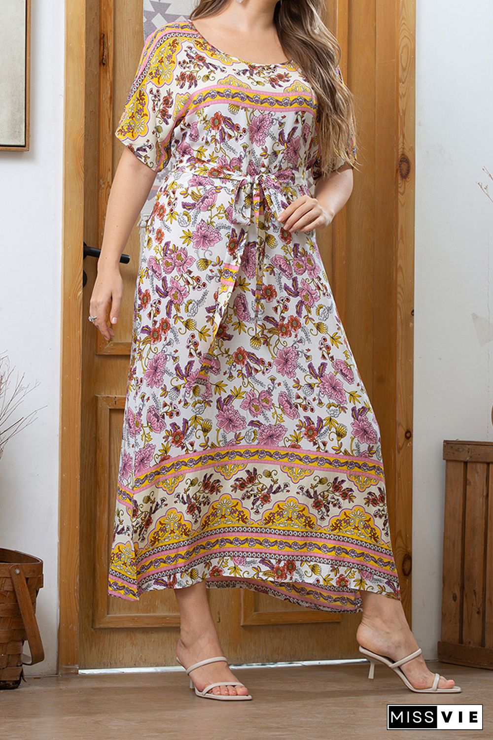 Plus Size Boho Floral Dress