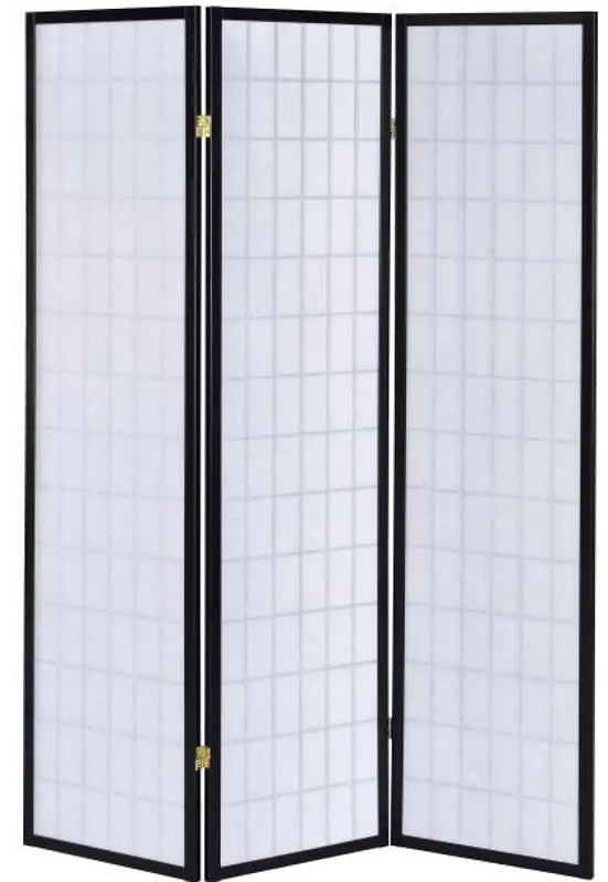 Black and White Transitional 3 Panel Folding Screen - Alberto