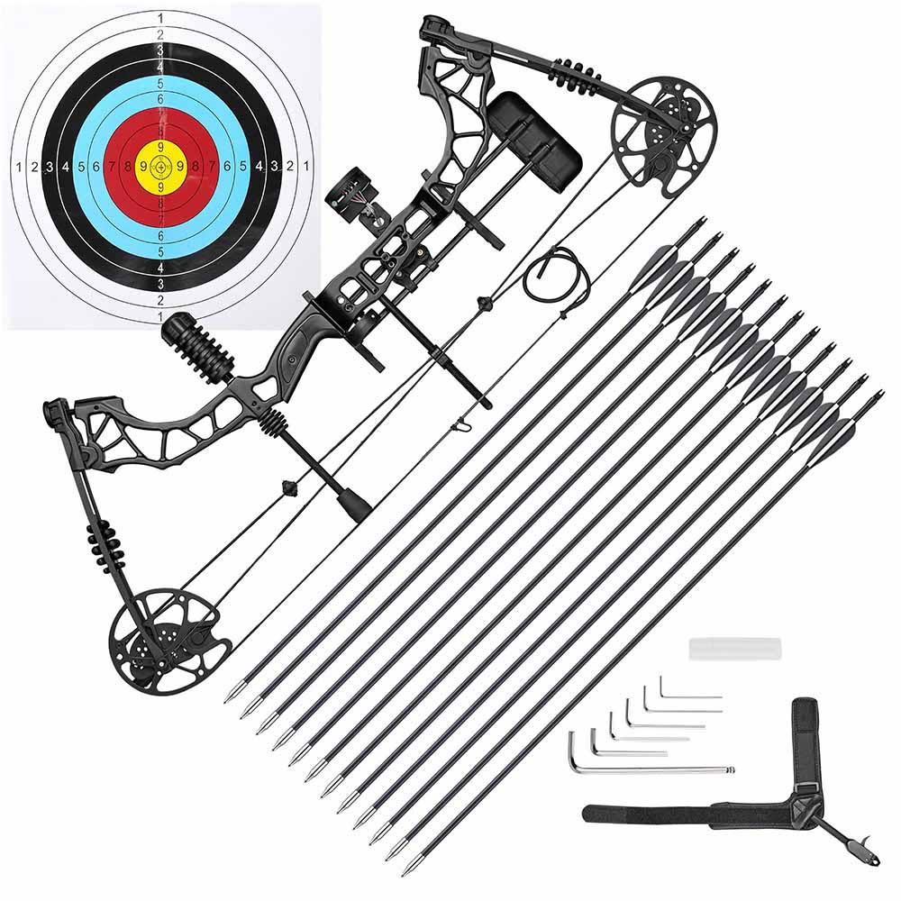 Yescom Compound Bow Kit Archery Bow and 12 Carbon Arrows