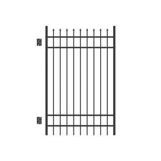 Barrette Outdoor Living Cascade 4 ft. W x 6 ft. H Black Standard-Duty Aluminum Straight Pre-Assembled Fence Gate 73009377