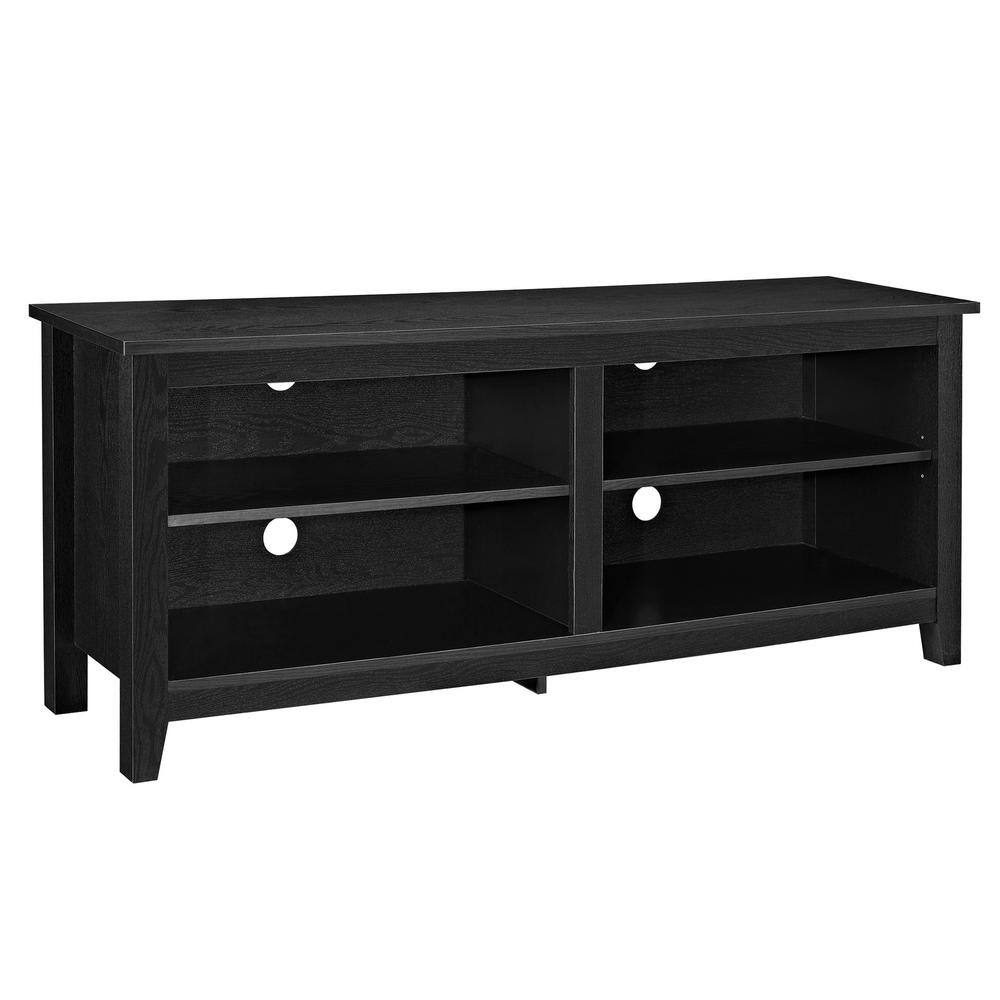 Walker Edison Furniture Company Columbus 58 in. Black MDF TV Stand 60 in. with Adjustable Shelves HD58CSPBL