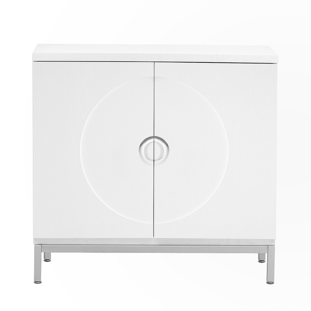 Accent Cabinet with Solid Wood Veneer and Metal Leg Frame