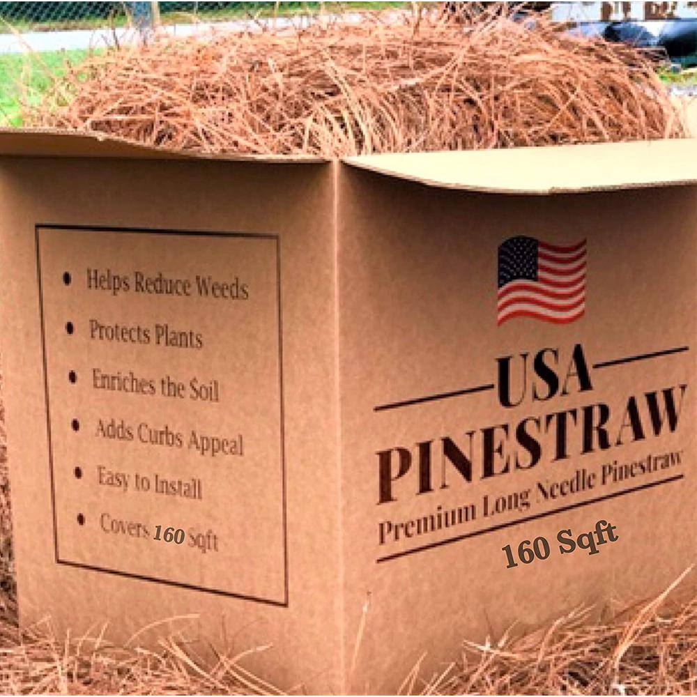 USA PINESTRAW Box of 160 Sq.ft. Long Needle Pine Straw Mulch HD-88-3EQ8-R75E