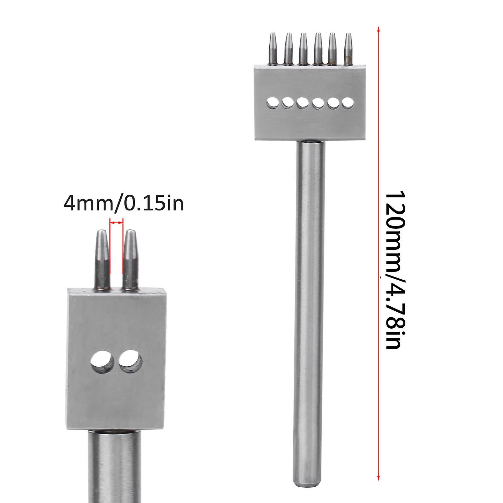 3pcs Prong Chisel Silver Tool Steel 2/4/6 Prongs Diy Hand Made Leather Hole Puncher(4mm )