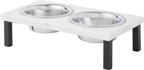 Frisco Marble Elevated Stainless Steel Double Diner Dog and Cat Bowls