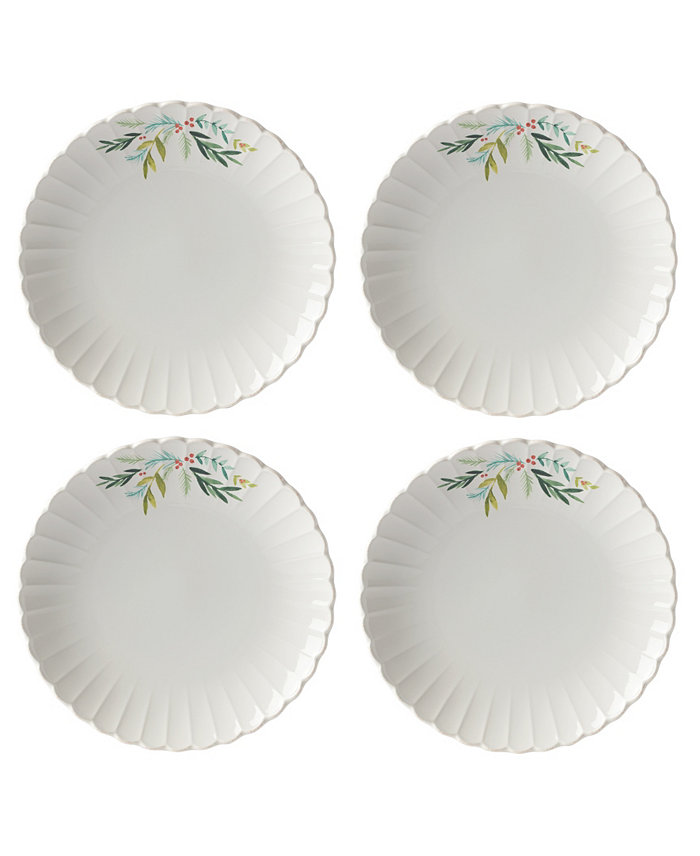 Lenox French Perle Berry Holiday Dinner Plates Set Set of 4