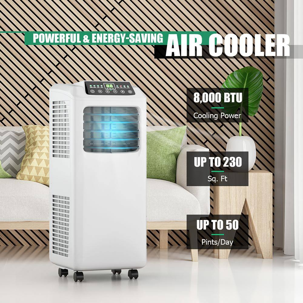 Costway 9000 BTU Portable Air Conditioner with Dehumidifier in Black and White EP24618US