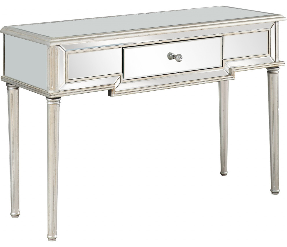 Silver Leaf Antiqued Console Table   Traditional   Console Tables   by UStradeENT LLC  Houzz