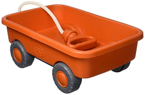 Green Toys Wagon, Orange CB - Pretend Play, Motor Skills, Kids Outdoor Toy Vehicle. No BPA, phthalates, PVC. Dishwasher Safe, Recycled Plastic, Made in USA.