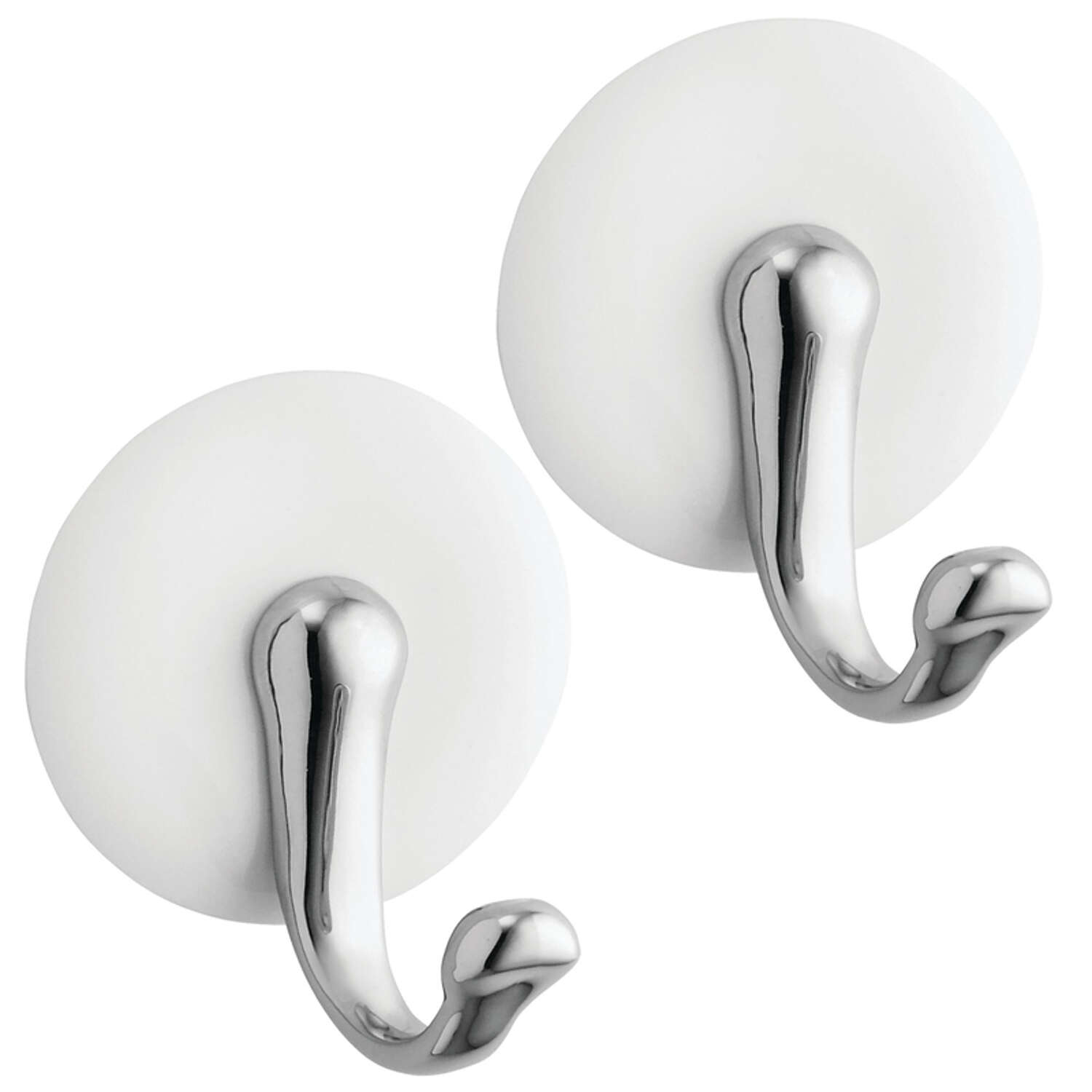 iDesign Affixx 2.3 in. H X 1.5 in. W X 2 in. L Chrome White Adhesive Hook