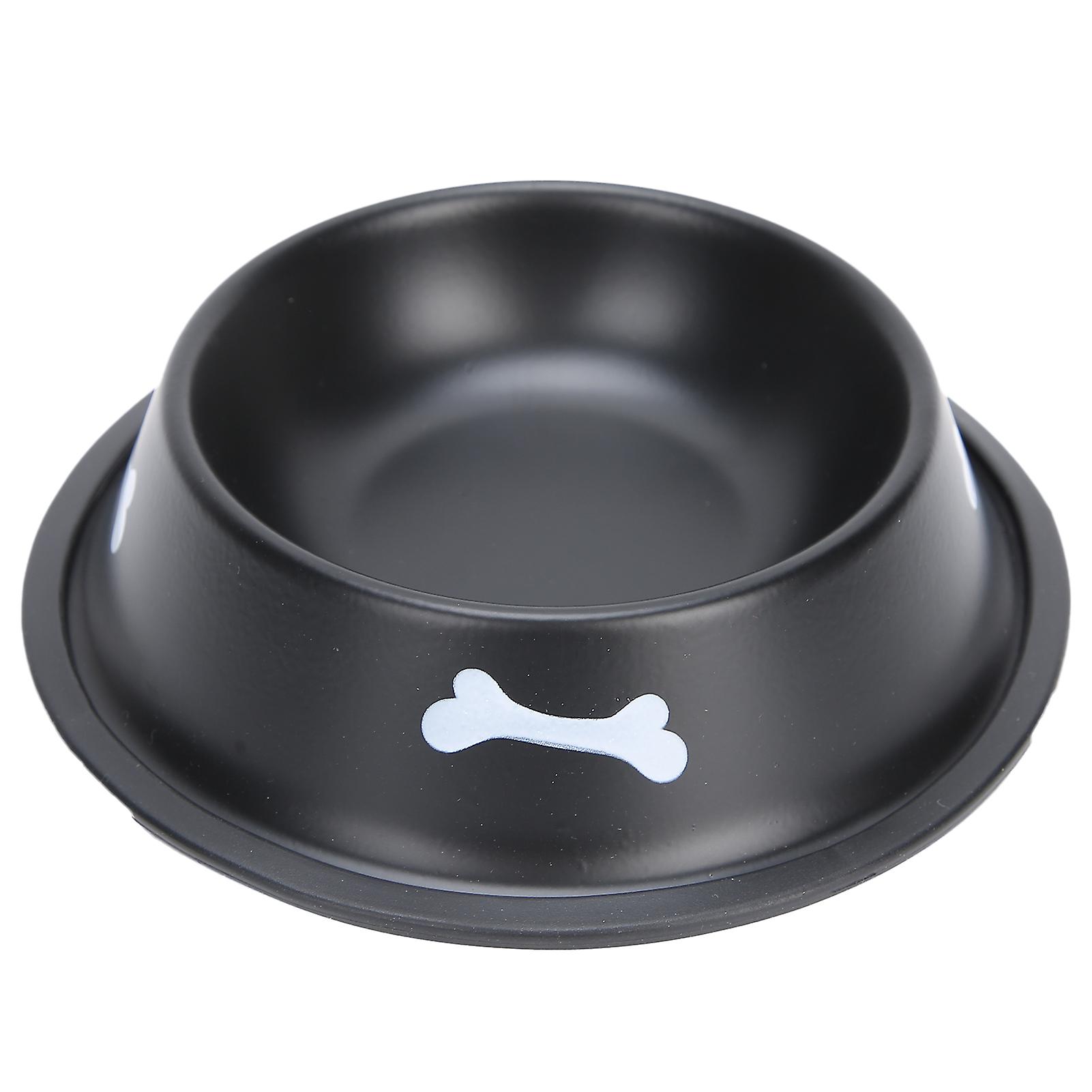 Pet Stainless Steel Bowl Cat Dog Feeder Heavyduty Nonslip Dog Dish With Cute Printblack