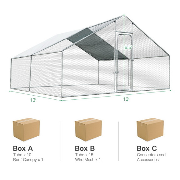 Costway 61592834 13 x 13 Feet Walk in Chicken Coop...