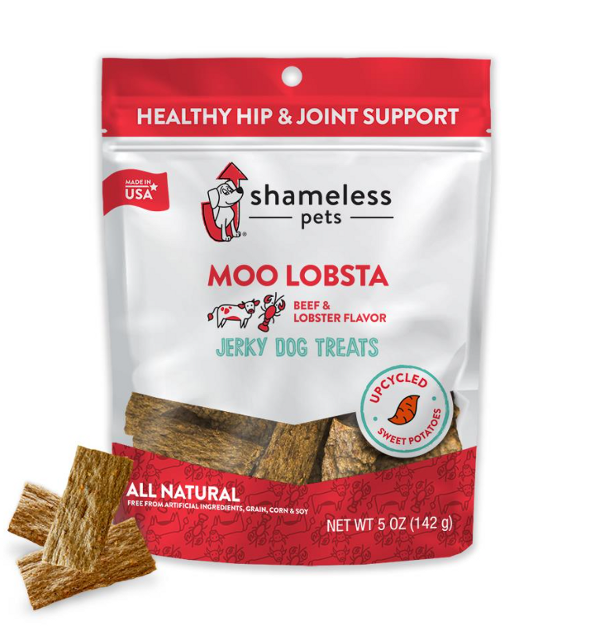 Shameless Pets Moo Lobsta Bite Sized Jerky Dog Treats， 5 oz