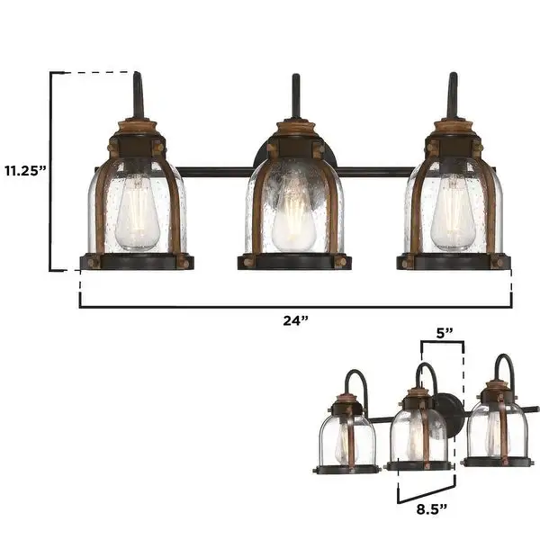 Westinghouse Lighting Cindy Three-Light Oil-Rubbed Bronze and Barnwood Indoor Wall Fixture