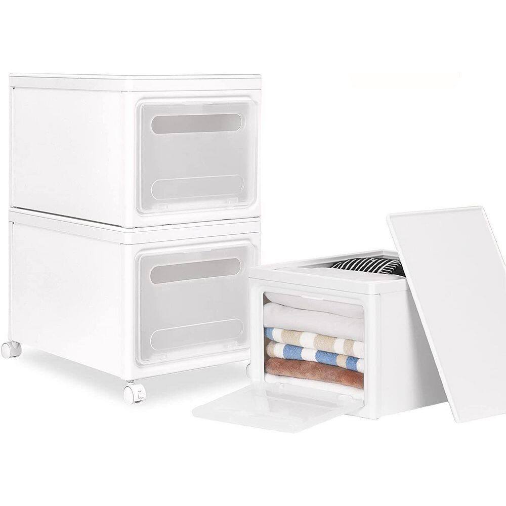 23-Gal. Storage Bin in White with 4 Wheels and Carry Handles (3-Pack） SXBHPFMYA