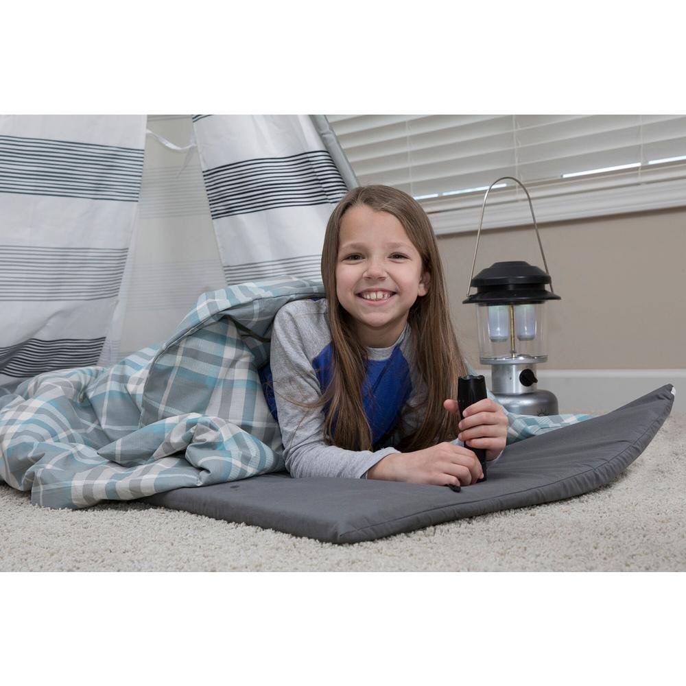 Disc-O-Bed Children's Duvalay with Luxury Ocean Plaid Memory Foam Sleeping Bag and Duvet 50254