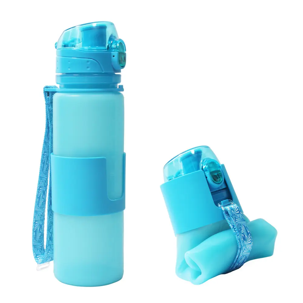 Custom Logo 500ml BPA Free Silicone Collapsible Drinking Water Bottle For Sports Outdoor