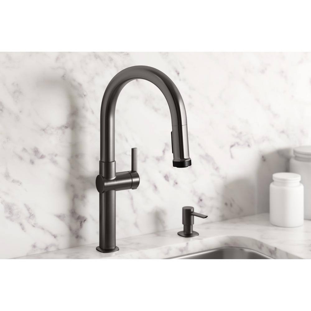 KOHLER Rune Single-Handle Pull-Down Sprayer Kitchen Faucet in Black Stainless K-R22153-SD-BLS