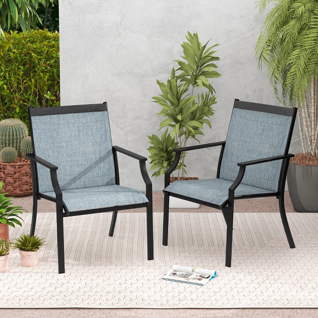 Tangkula Set Of 4 Patio Dining Chairs Outdoor Armchairs W Sturdy Metal Frame