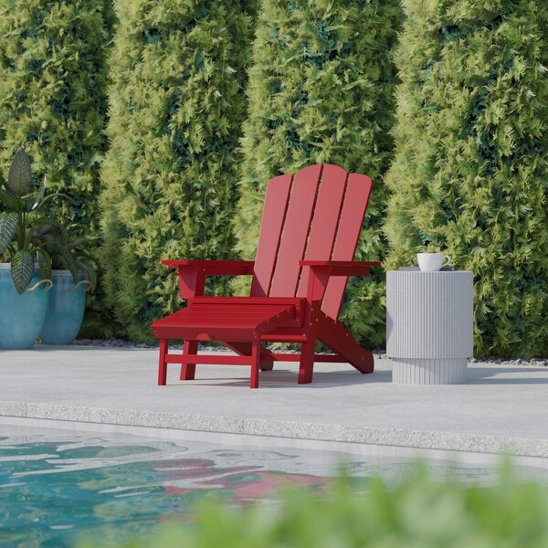 Commercial AllWeather Adirondack Chair with Pullout Ottoman and Cupholder