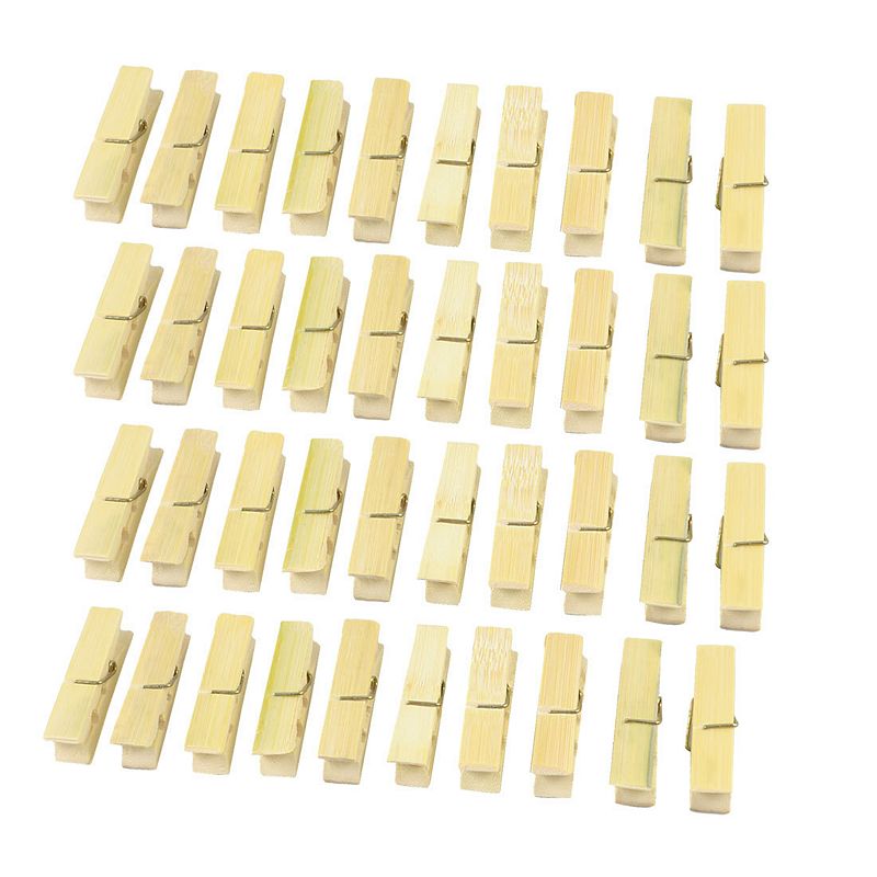 Household Laundry Natural Wood Beige Clothes Pins Pegs Hanging Clips 40 Pcs