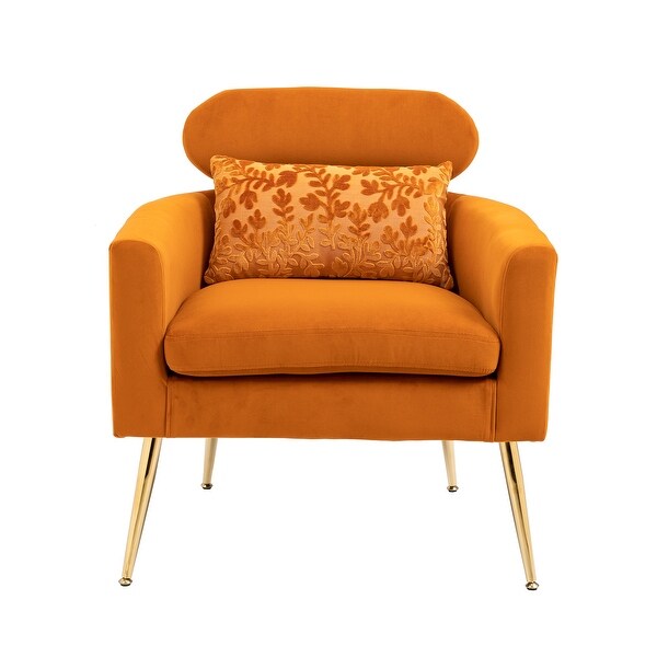 Velvet Upholstered Accent Chair With A Pillow